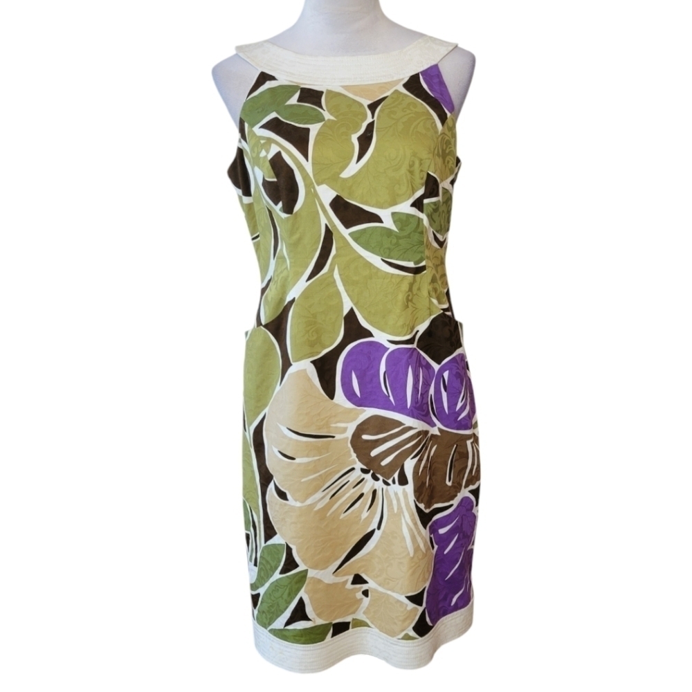 Jones New York Retro Sleeveless Tropical Print Dress Size‎ 6